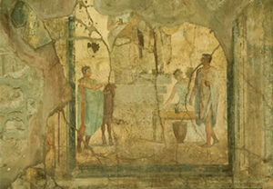 Detail color image of a fresco from the ancient city of Pompeii.