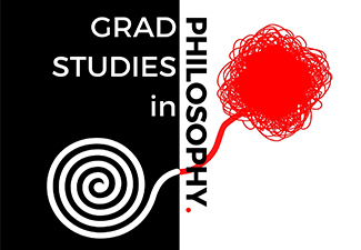 Grad Studies in Philosophy on a black-and-white background with a red knot neatly reeling into a clean spiral.