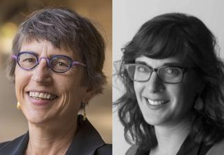 Side-by-side headshots of two bespectacled women, Debra Satz and Vida Panitch