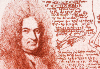 Portrait of Leibniz on a German stamp