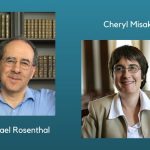 Separate head shots of Michael Rosenthal and Cheryl Misak on a gradient teal background