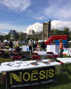 Table representing Noesis at the front lawn of Hart House on Club Day