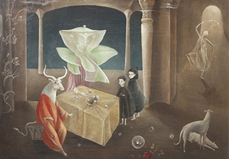 Leonora Carrington's And Then We Saw the Daughter of the Minotaur, a surreal painting