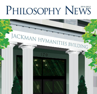 illustration of Jackman building on front cover of newsletter