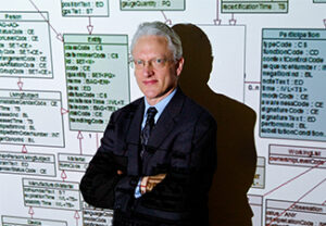 Barry Smith in front of a screen detailing complex systems