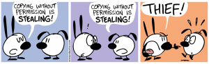 Comic strip about plagiarism. 