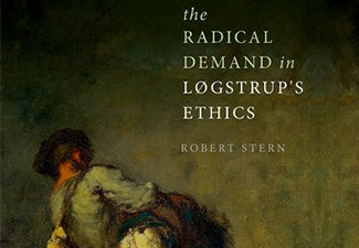 Cropped book cover of "The Radical Demand in Logstrup's Eithics" by Rpbert Stern showing two peasants painted in a darkly lit scene