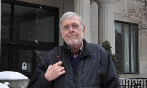Wayne Sumner in front of courthouse